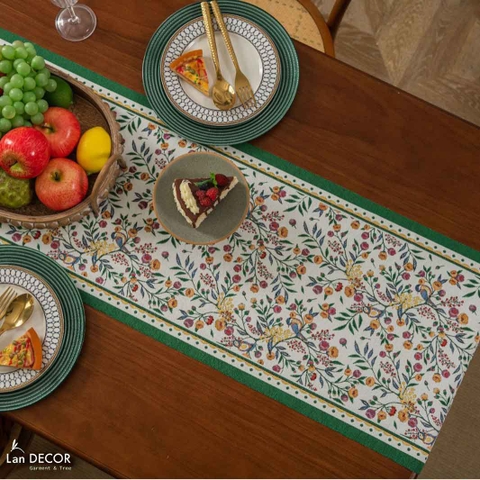 Khăn Trải Bàn Runner Phong Cách Châu Âu Sang Trọng - Khăn Trải Bàn Lan Decor- TBR588