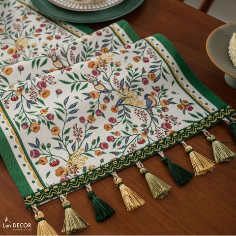 Khăn Trải Bàn Runner Phong Cách Châu Âu Sang Trọng - Khăn Trải Bàn Lan Decor- TBR588