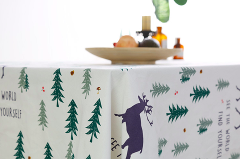 TB278 - Vải Canvas cây thông và tuần lộc