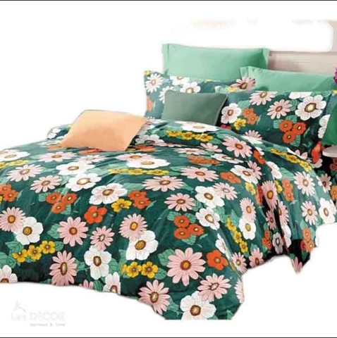 Ga giường bo chun vải họa tiết cúc họa mi - BMG504 ( đệm dày  5-10cm)