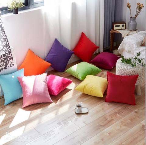 Vỏ gối nhung trơn Landecor sang trọng - VG538-đỏ