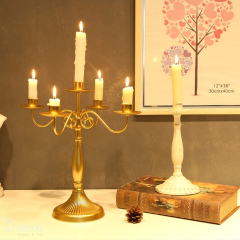 Chân nến decor bằng sắt nghệ thuật phong cách Châu Âu sang trọng - DC039