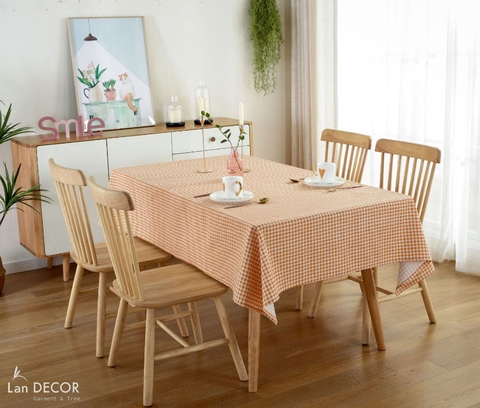 Khăn trải bàn kẻ caro Landecor TB561 - Cam