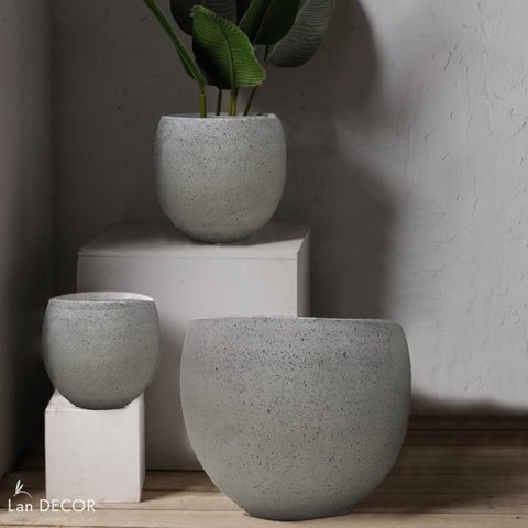 Chậu xi măng trứng đá mài trồng cây LanDecor - CXM032