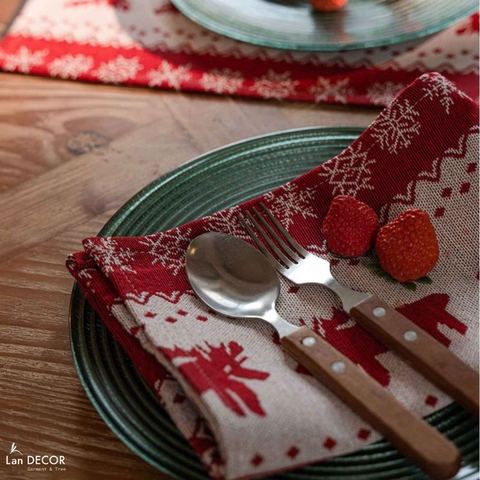 Tấm lót bàn ăn họa tiết tuần lộc trang trí tiệc giáng sinh ấm cúng- TL590