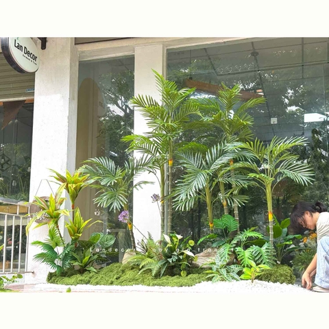 Thi Công Tiểu Cảnh Cây Giả - Bồn Rêu Cây Dừa Giả Thiết Kế Tiểu Cảnh Quán Cafe
