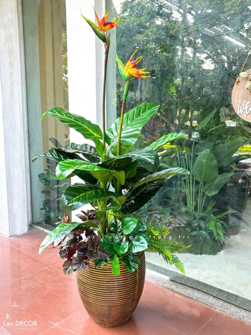 Cây Giả Trang Trí- Cây Thiên Điểu Decor Cửa Hiệu Xanh Tươi (cao 150cm, tán 100cm)- CC1133