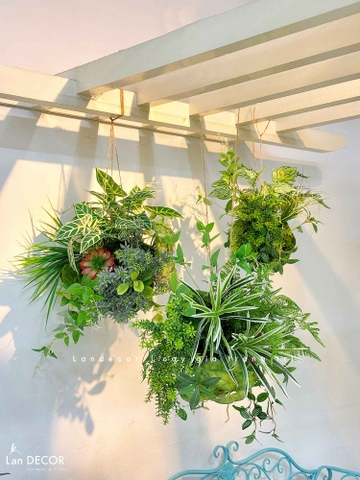 Quả Cầu Rêu Giả Trang Trí Không Gian Sống Xanh Mát (45x40x40cm)- CC1295