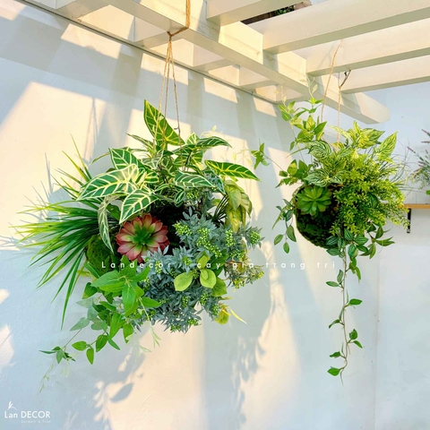 Quả Cầu Rêu Giả Trang Trí Không Gian Sống Xanh Mát (45x40x40cm)- CC1295