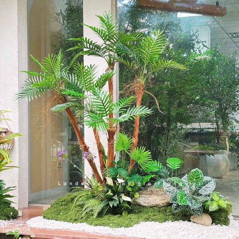 Tiểu Cảnh Cây Giả- Thiết Kế Tiểu Cảnh Cây Dừa Giả, Kiến Tạo Không Gian Sống Xanh (160X140X190cm)- RC136