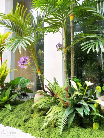 Thi Công Tiểu Cảnh Cây Giả - Bồn Rêu Cây Dừa Giả Thiết Kế Tiểu Cảnh Quán Cafe