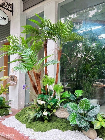 Tiểu Cảnh Cây Giả- Thiết Kế Tiểu Cảnh Cây Dừa Giả, Kiến Tạo Không Gian Sống Xanh (160X140X190cm)- RC136