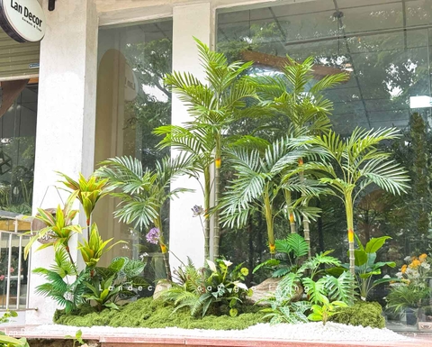 Thi Công Tiểu Cảnh Cây Giả - Bồn Rêu Cây Dừa Giả Thiết Kế Tiểu Cảnh Quán Cafe