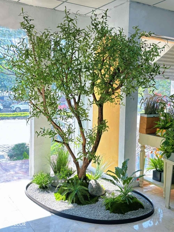 Tiểu Cảnh Cây Giả- Thiết Kế Tiểu Cảnh Cây OLive Giả Trang Trí Không Gian Rộng Ấn Tượng (280X145X285CM) - RC119