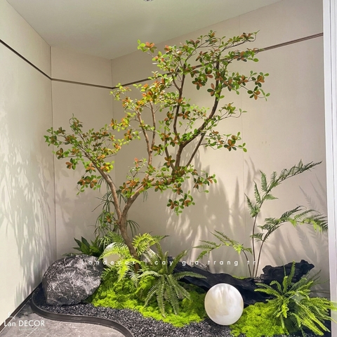 Cây Giả Thiết Kế - Cây Lá Đỏ Giả Dáng Huyền Thiết Kế Không Gian Ấn Tượng (220cm)- CC1384
