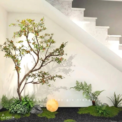 Cây Giả Thiết Kế - Cây Lá Đỏ Giả Dáng Huyền Thiết Kế Không Gian Ấn Tượng (220cm)- CC1384