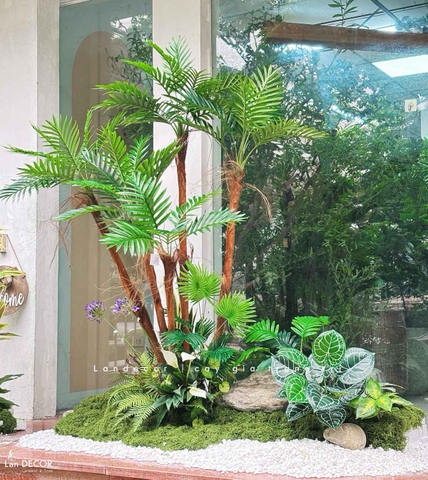 Tiểu Cảnh Cây Giả- Thiết Kế Tiểu Cảnh Cây Dừa Giả, Kiến Tạo Không Gian Sống Xanh (160X140X190cm)- RC136