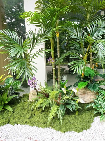 Thi Công Tiểu Cảnh Cây Giả - Bồn Rêu Cây Dừa Giả Thiết Kế Tiểu Cảnh Quán Cafe