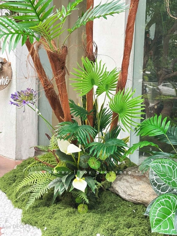 Tiểu Cảnh Cây Giả- Thiết Kế Tiểu Cảnh Cây Dừa Giả, Kiến Tạo Không Gian Sống Xanh (160X140X190cm)- RC136