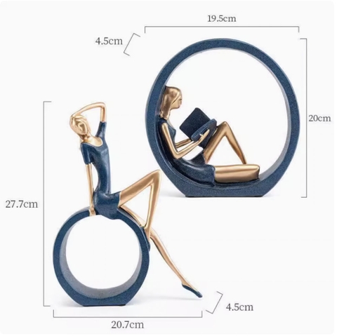 Bộ tượng cô gái đọc sách trang trí phòng khách (HÀNG CAO CẤP)- DC084