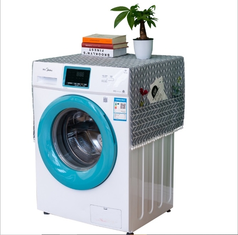 Phủ máy giặt họa tiết zik zak vải màu xám - TBP333