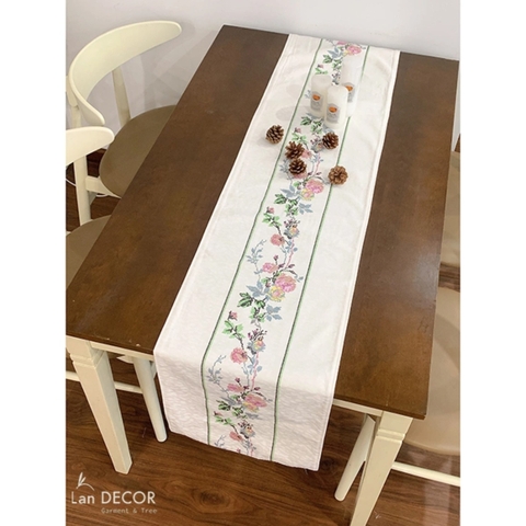 Khăn trải bàn runner hoa dây Vintage sang trọng Landecor - TBR550