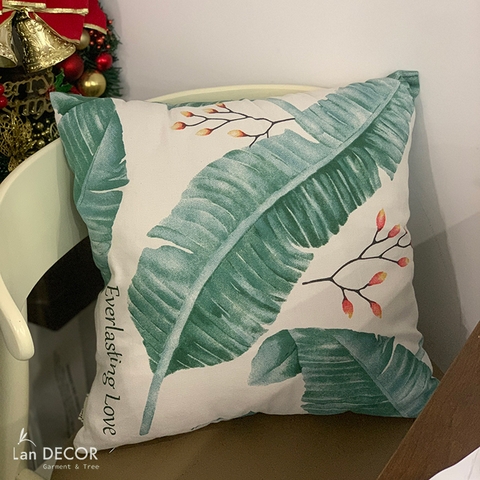 Vỏ gối Landecor họa tiết lá chuối xanh (khổ 2,4 m)- VG505