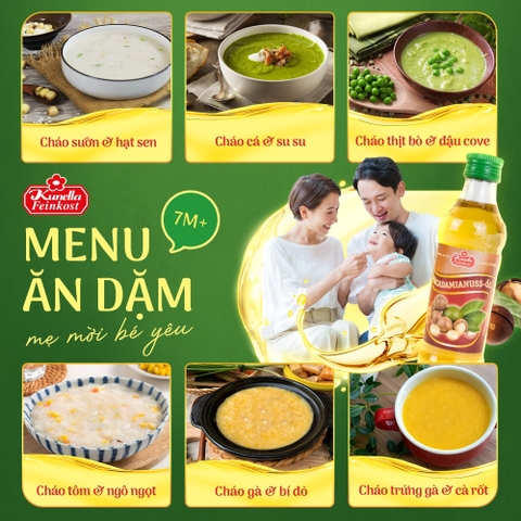 Thực đơn cháo ăn dặm cho bé 7 tháng tuổi đầy đủ dinh dưỡng