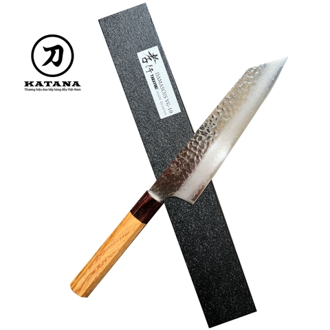 Dao bếp Nhật cao cấp Sakai Takayuki thép Damascus Hammered 33 lớp VG10 Ken-Gyuto - Dao thái thịt cá (190mm)