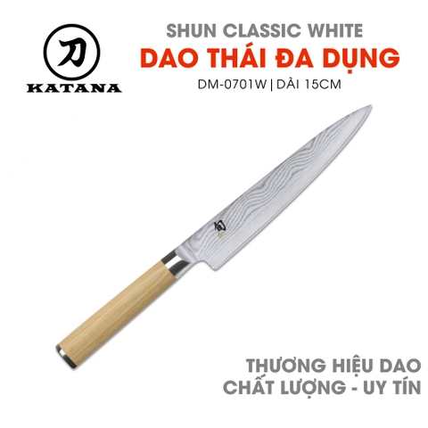 Dao thái đa dụng cao cấp KAI Nhật Bản - Shun Classic White Utility thép VG-Max Damascus 69 lớp DM0701W (150mm)