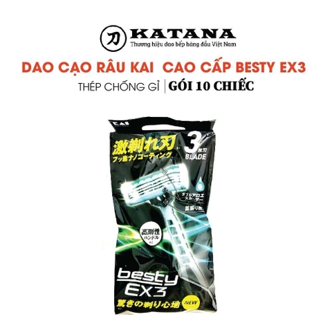 Dao cạo râu cao cấp Nhật KAI Besty EX 3 Blade (10chiếc/gói) BX3-10P