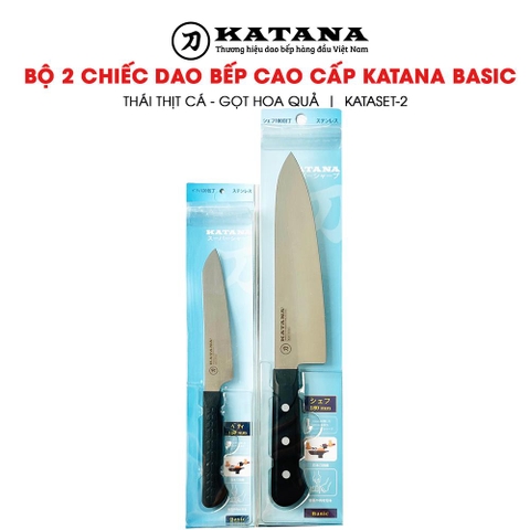 Bộ 2 chiếc dao bếp cao cấp KATANA Basic - Thái thịt cá - Thái đa năng KATASET-2 (2 chiếc)