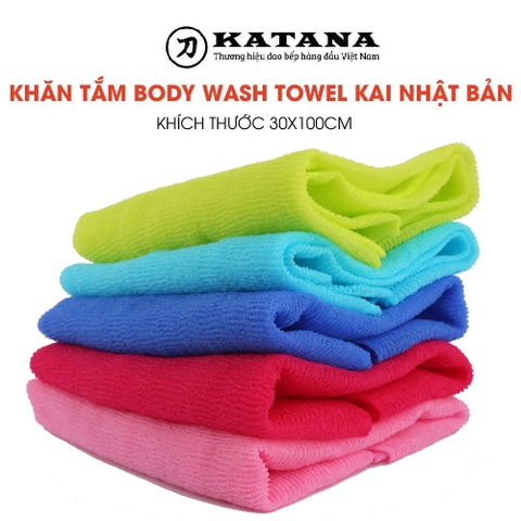 Khăn tắm Body Washing Towel thương hiệu KAI Nhật Bản size 30x100cm
