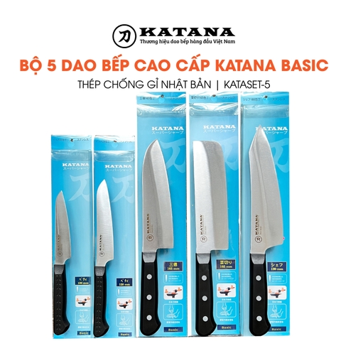 Bộ 5 chiếc dao bếp cao cấp KATANA Basic - Set 5 KATASET5 đa năng - Thái thịt cá (5 chiếc)