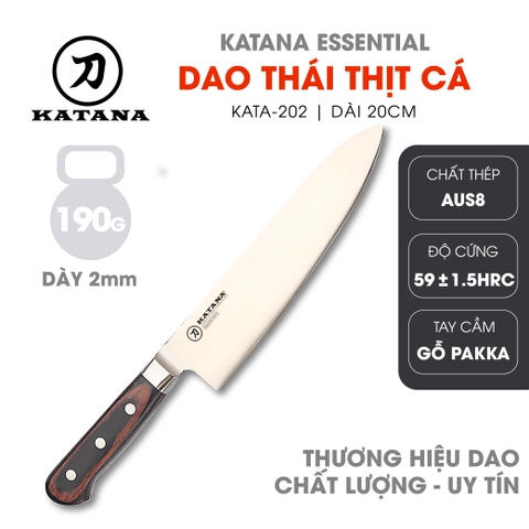 Dao bếp thương hiệu cao cấp KATANA Essential Chef - Dao thái thịt cá KATA202 (200mm)