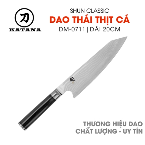 Dao thái thịt cá cao cấp KAI Nhật Bản - Shun Classic Kiritsuke thép VG-Max Damascus 69 lớp DM0771 (200mm)