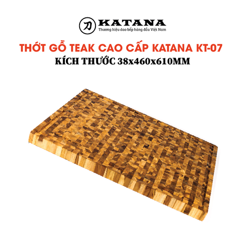 Thớt gỗ teak cao cấp KATANA loại siêu to dày 3.8cm KT07 - thớt hình chữ nhật kích thước 38x460x610mm