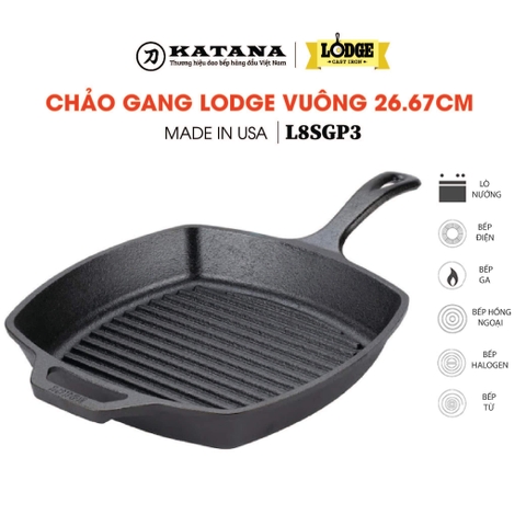 Lodge - Chảo gang nướng hình vuông - 26.67cm