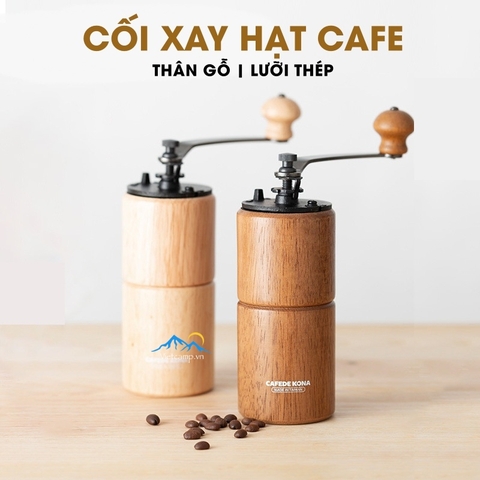 Cối xay hạt cafe CAFEDE Kona - Thân gỗ lưỡi thép