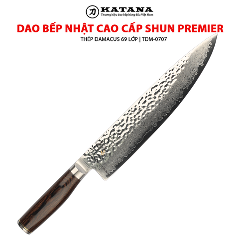 Dao bếp Nhật cao cấp Shun Premier Chef - Dao thái thịt cá thép Damascuss 69 lớp TDM0707 (250mm)