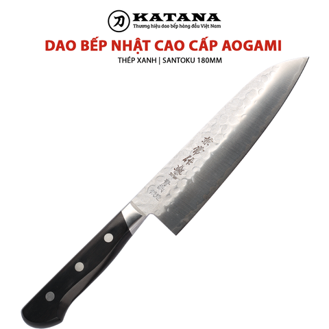 [Thanh lý] - Dao bếp thủ công Kanetsune KC921 Santoku thép xanh AOGAMI 180mm