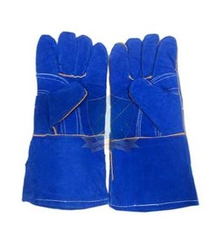 Găng da dài – da lộn mềm chống nóng EU 2 lớp, màu xanh