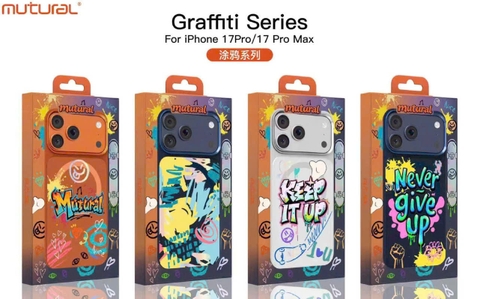 Ốp Lưng Mutural Graffiti Series Họa Tiết 3D Mặt Lưng Kính Bóng Cho 17/18promax