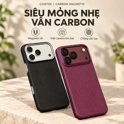 Ốp lưng Cooyee Carbon Fiber cho iPhone 17/18promax