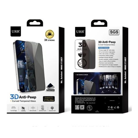 Kính cường lực URR 3D Master chống nhìn trộm cho iPhone 17/18 Series