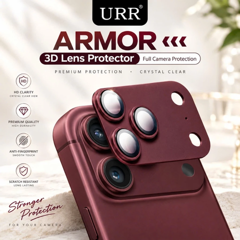 Kính URR SAPPHIRE ARMOR bảo vệ Full cụm Camera Khung Titanium cho iphone 18 series
