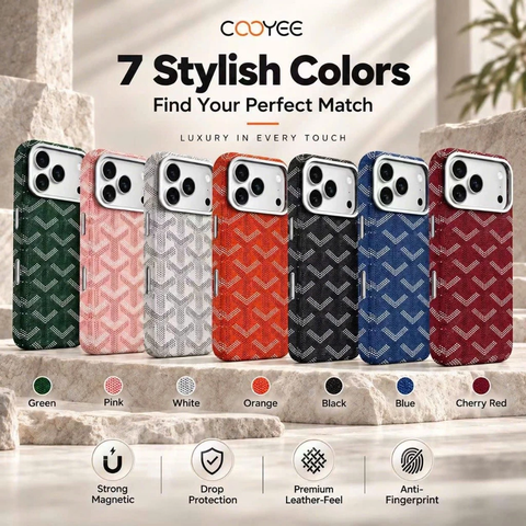 Ốp Lưng Da PU Cooyee Grain Leather Magnetic Cho iPhone 17/18promax