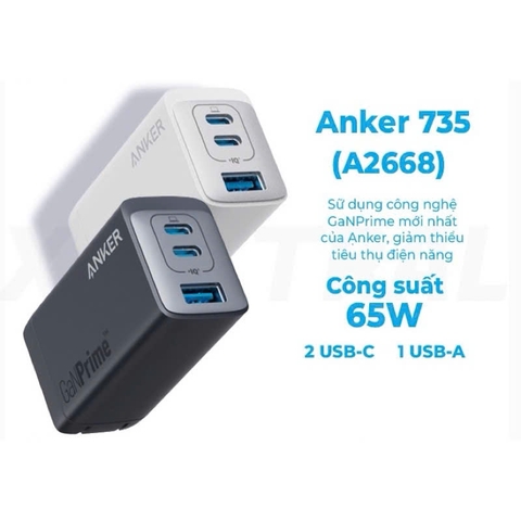 Củ Sạc 3 Cổng Anker 735 GaNPrime 65W - A2668
