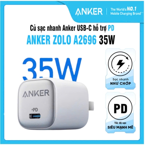 Củ Sạc Nhanh Anker Zolo A2696 35W PD/PPS/QC - A2696
