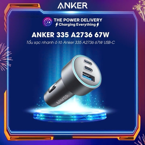 Tẩu sạc ô tô Anker 3 Cổng 67W - A2736